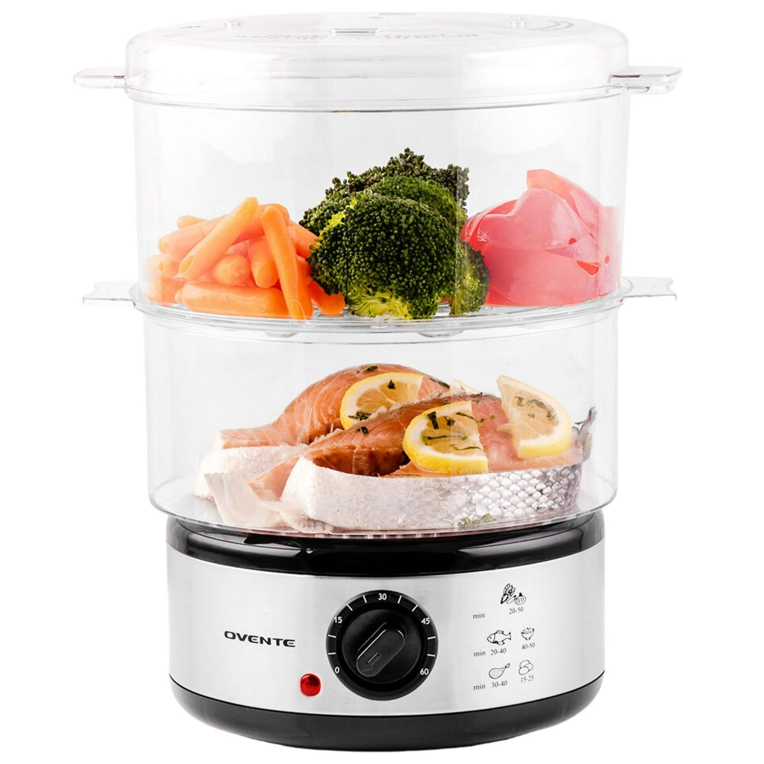 2 Tier Electric Food Steamer for Cooking Vegetables, Stainless Steel Base,Silver 1 개