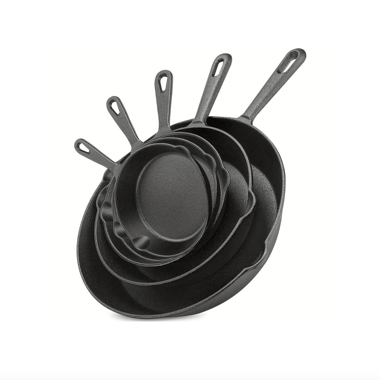 5-Piece Cast Iron Skillet Set With Drip-Guard Roun 5 pack