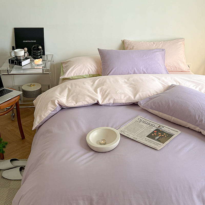 Simple Fresh Bedding Set Purple&Blush Queen 2000 그램