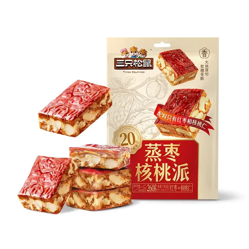 Three Squirrels Steamed Jujube Walnut Pie 260g 260 g