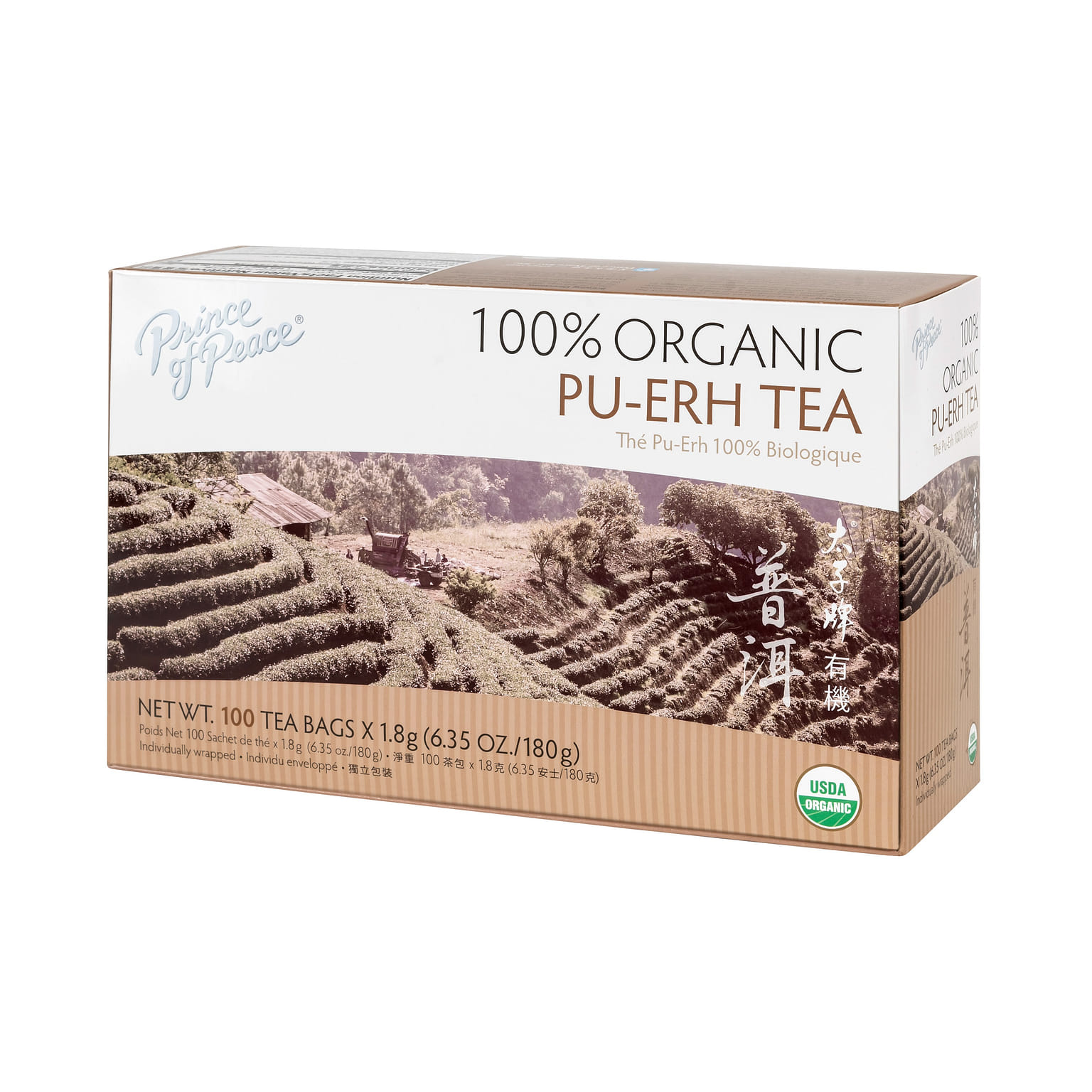 Prince of Peace Organic Pu-Erh Tea, 100 tea bags 1 케이스