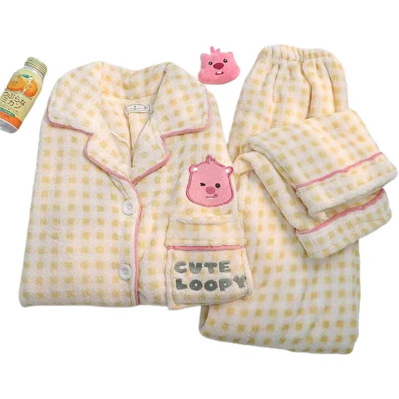 Beaver Autumn/Winter Coral Velvet Homewear -Yellow L Size1 Piece 1 ส่วน