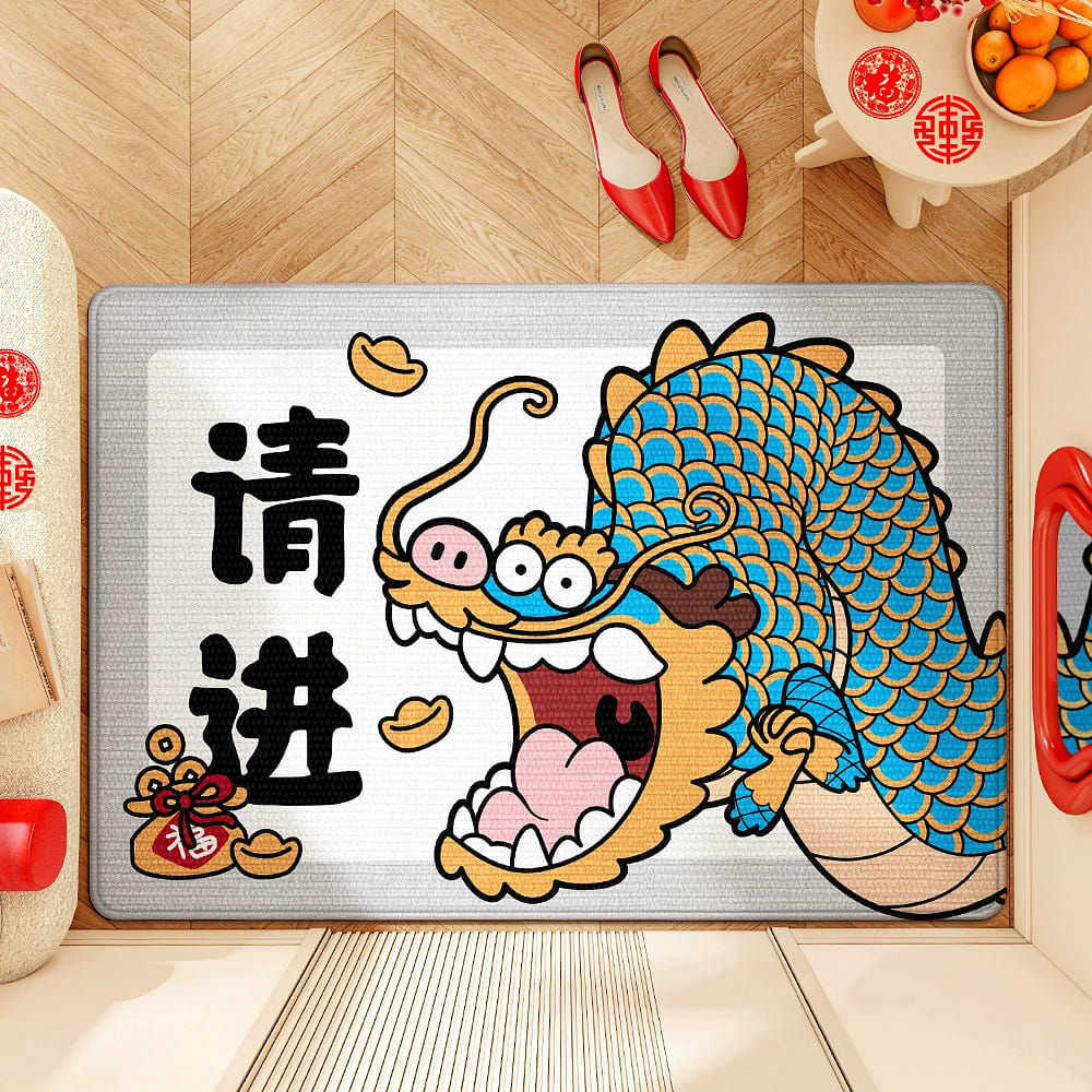 Fat dragon fortune mat non-slip mat 60*90 / gold fat dragon 1 個