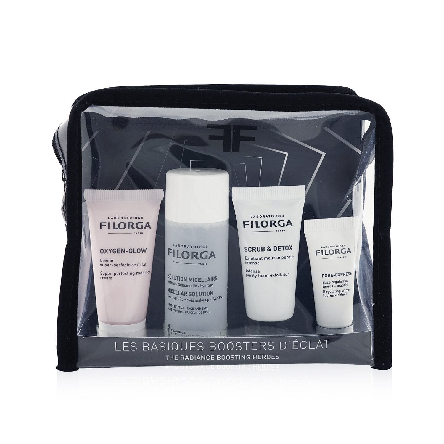 Filorga The Radiance Boosting Heroes Set: Oxygen Glow Cream 15ml + Micellar Solution 50ml + Scrub & Detox 15ml + Pore-Extress Primer 7ml 4pcs 4 ส่วน