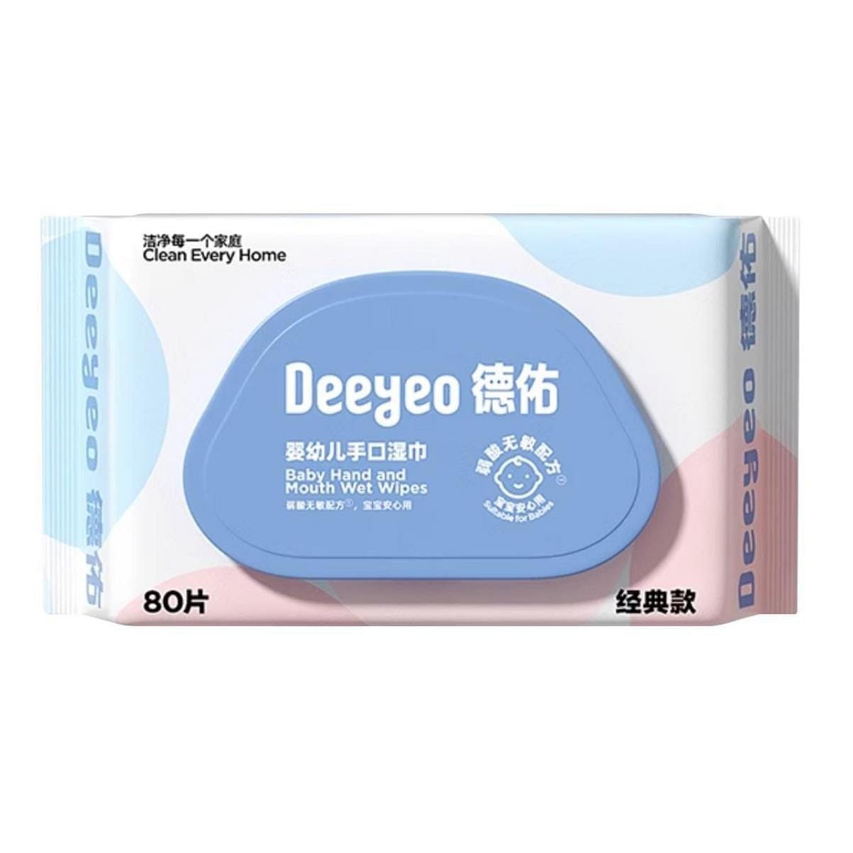 Deeyeo Hand and Mouth Wet Wipes 80pcs Blue Pink 1 ส่วน