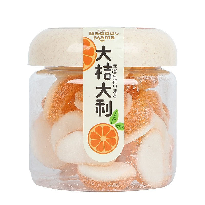 Fruit Juice Gummy Candy Chewy Refreshing Snack 218g Orange Flavor 1 กระป๋อง
