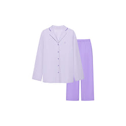 중국 직송 우브라스 전면 시리즈 단색 플랩 긴팔 긴바지 세트(여자)-긴팔 퍼플 M 100 그램