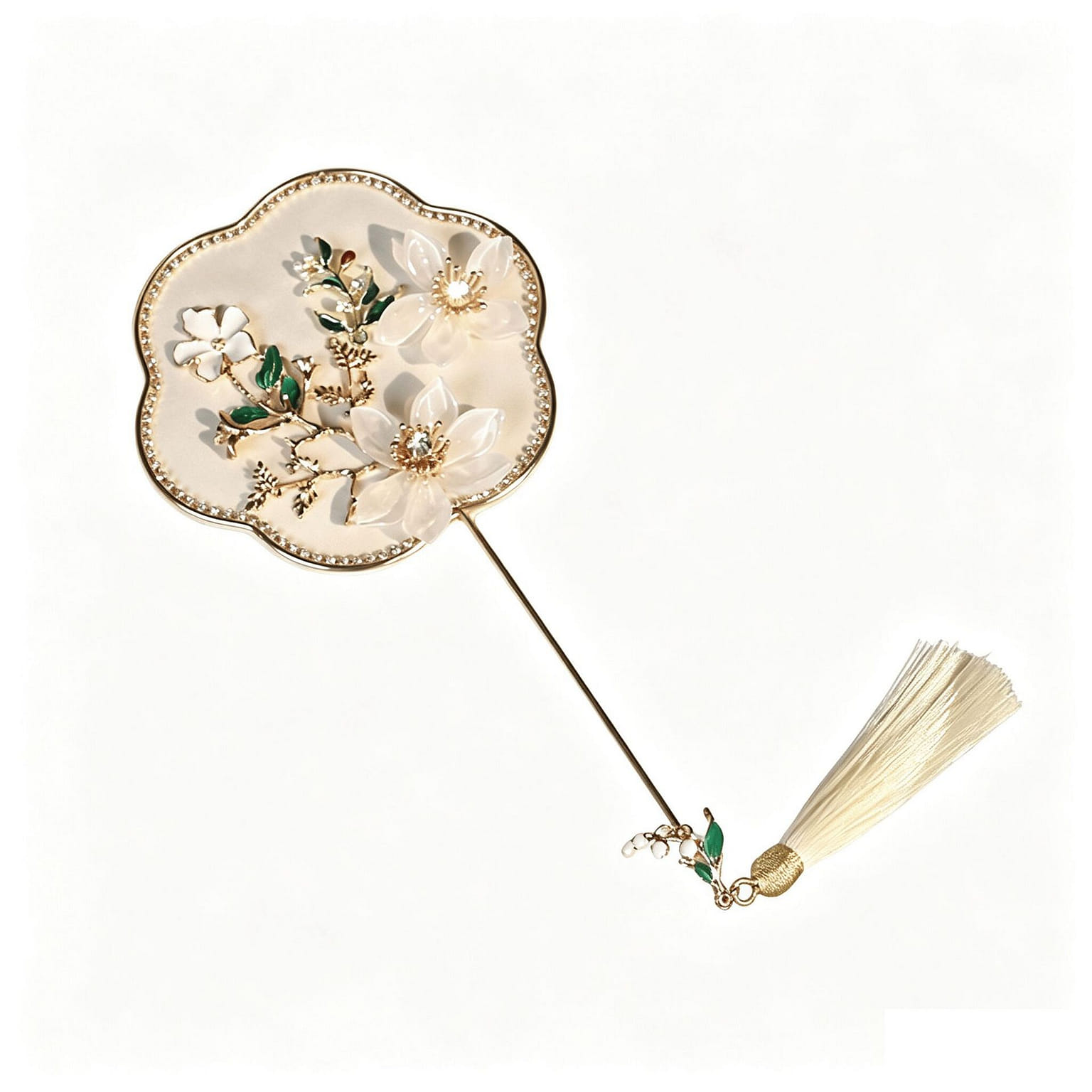 Chinese-style Xiuhe Small Round Fan - Creamy White 1 count