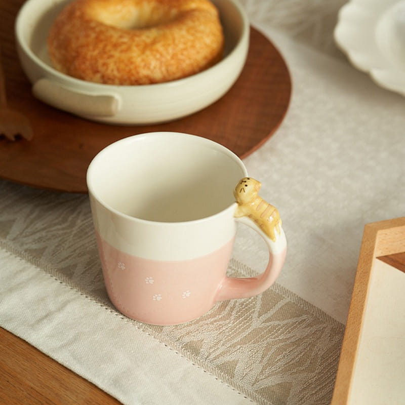 Lovely Ceramic Cat Mug - Pink 1 개