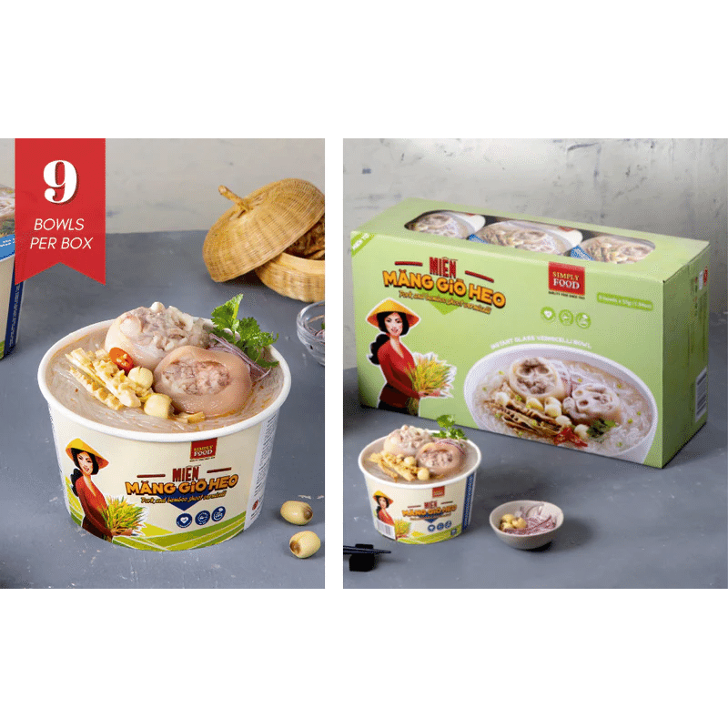 Simply Food Pork and Bamboo Shoot Glass Vermicelli Glass Instant Noodle Bowl 9pk 1 개
