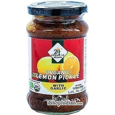 24 Mantra Organic Lemon Pickle with Garlic, 10.58 oz bottle 10.58 ออนซ์