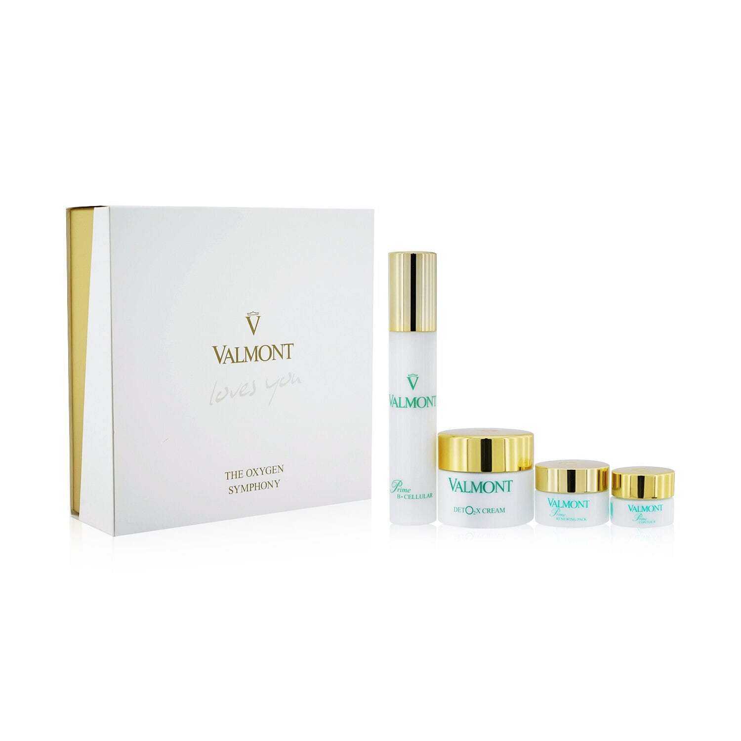 Valmont The Oxygen Symphony Set: Prime Renewing Pack 15ml + Prime B -Cellular 30ml + Prime Contour 5ml + Deto2x Cream 45ml 4pcs 4 phần