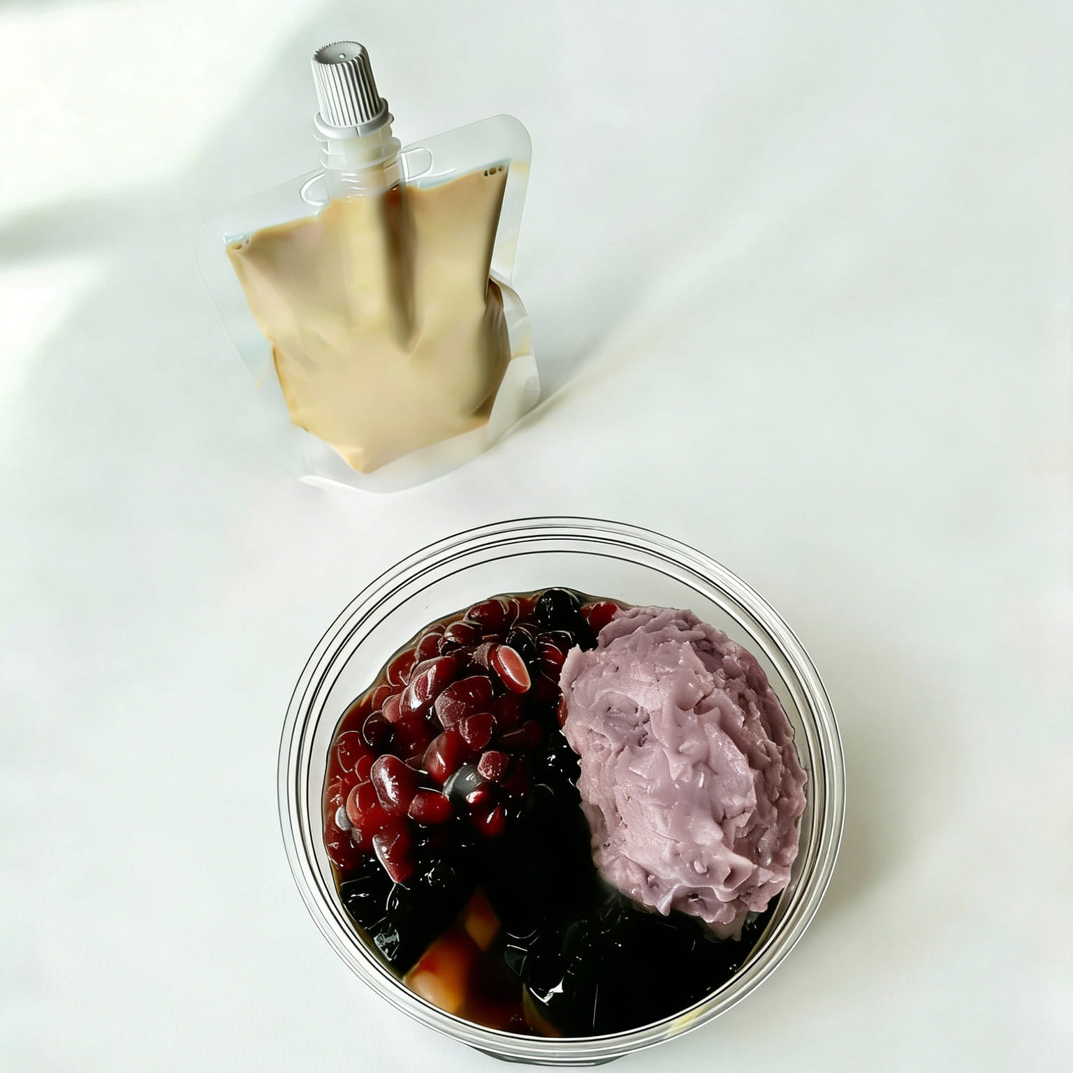 Herbal Jelly Red Bean Taro - milk tea base 12oz 1 each