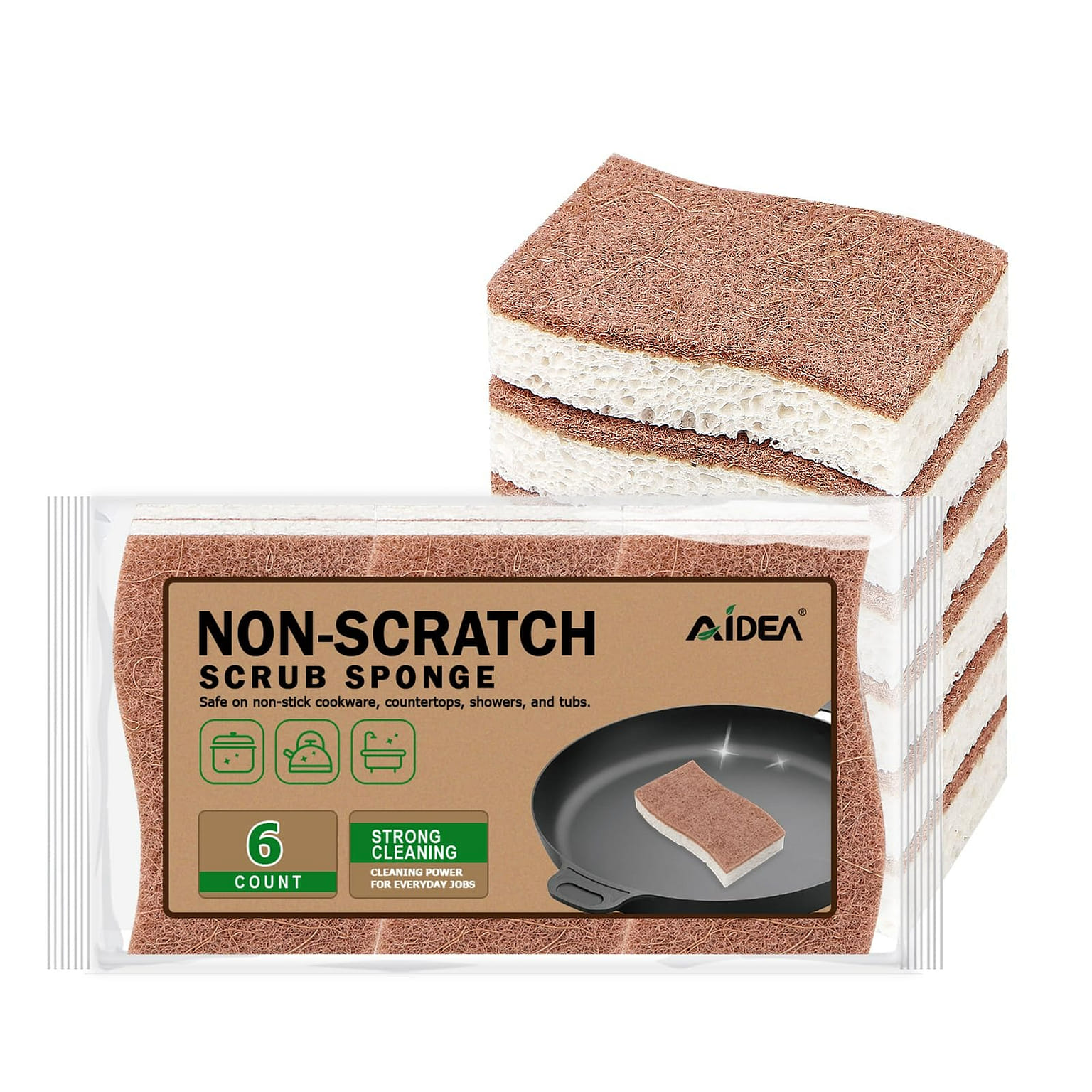 Non Scratch Scrub Sponges, 6Count, Natural Sponges 1 개