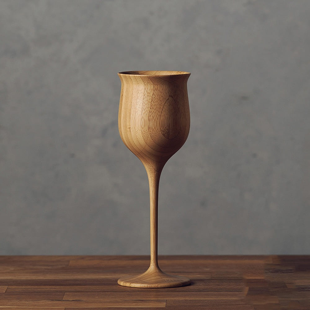 RIVERET Vessel Wine Glass <Brown>, dishwasher-safe bamboo cup made in Japan 1 ส่วน