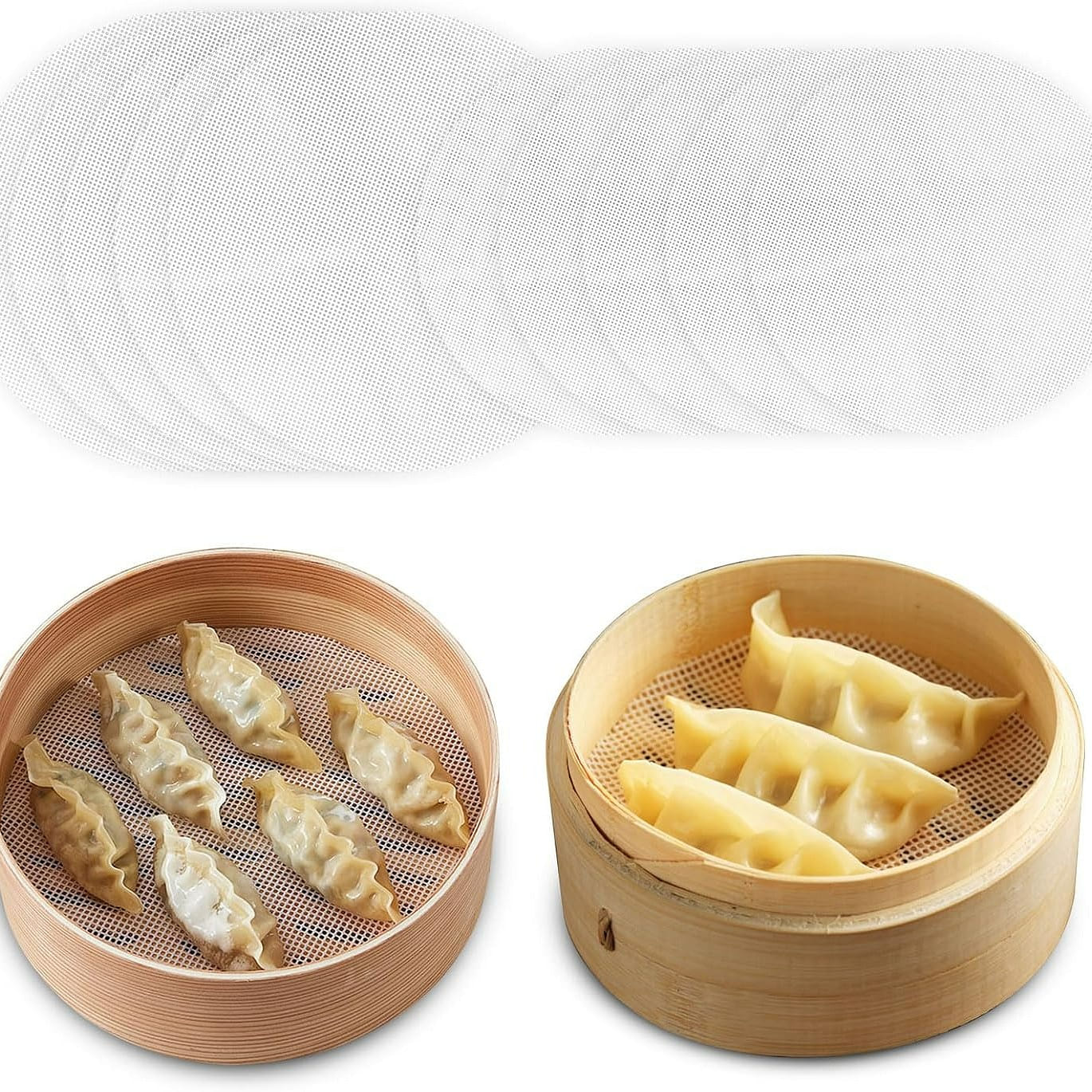 10Pcs Non-Stick Silicone Steamer Liners Mesh Mat 2 Size,Reusable Bamboo Steamer 1 개