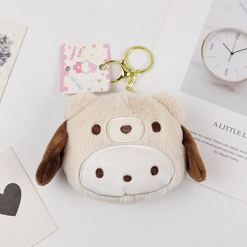 Sanrio Cute Teddy Bear Plush Coin Purse Student Wallet Organizer Keychain 1 each