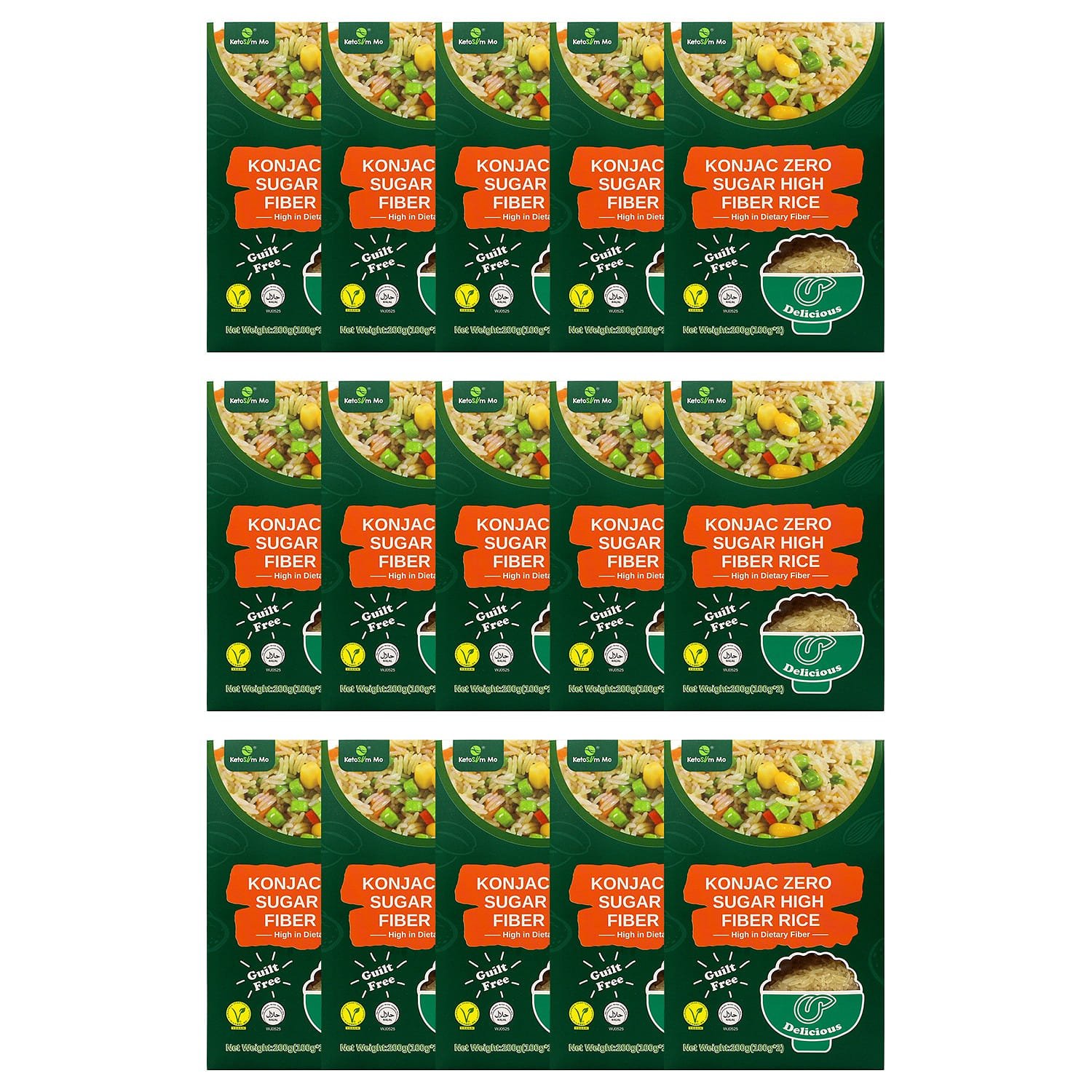 Konjac Zero Sugar High Fiber Rice 15 Pack 200 g*10 pack