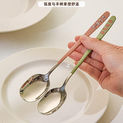 Long handle spoon powder + green *2 2 count