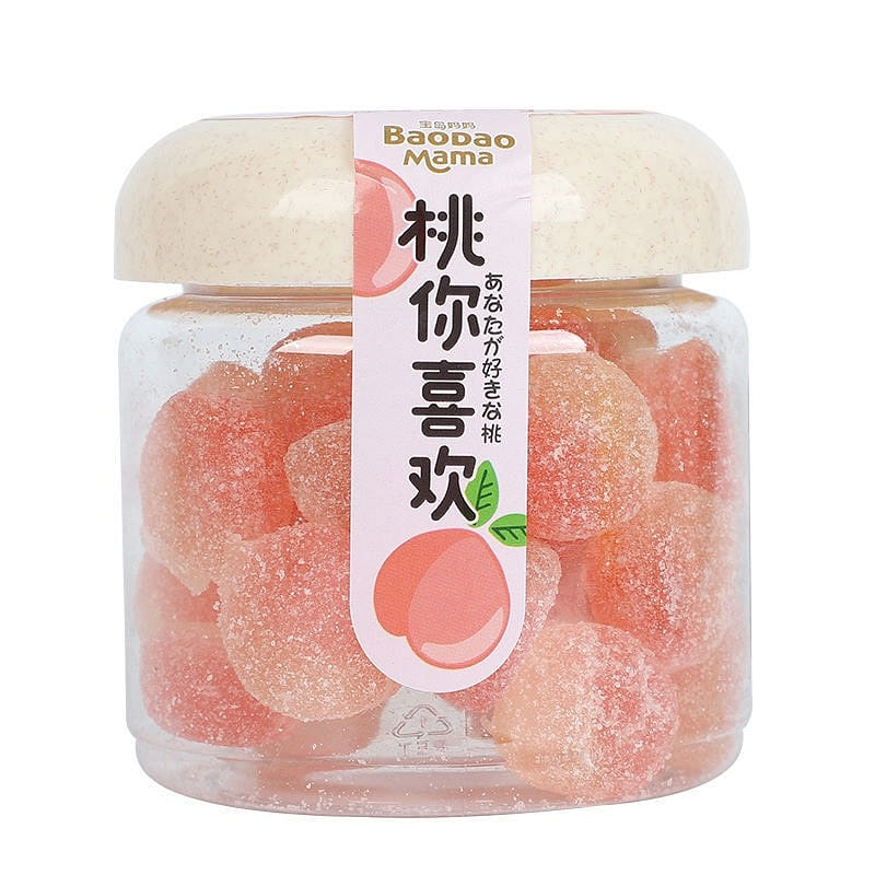 Fruit Juice Gummy Candy Chewy Refreshing Snack 218g Peach Flavor 1 กระป๋อง