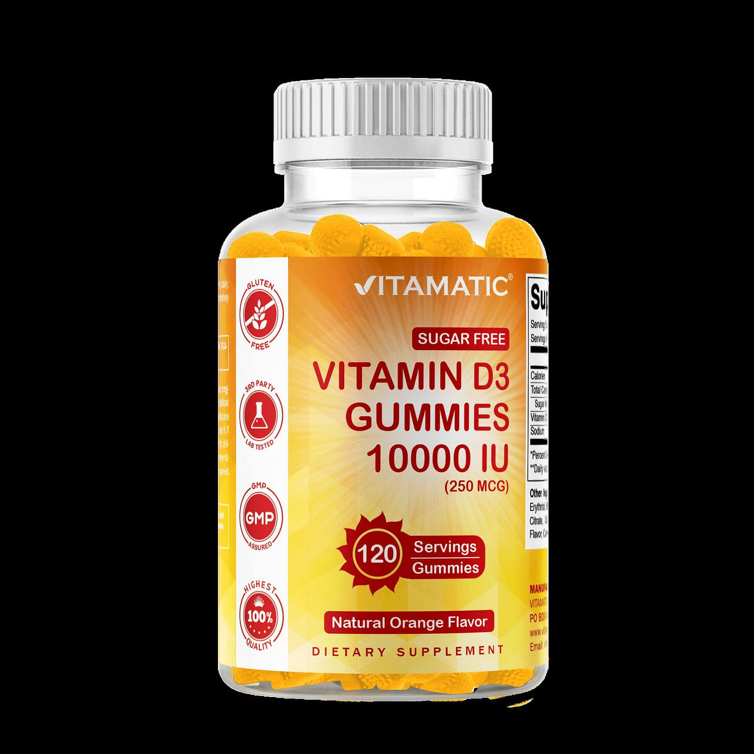 Sugar Free Vitamin D3 10000 IU 120 Gummies 1 개