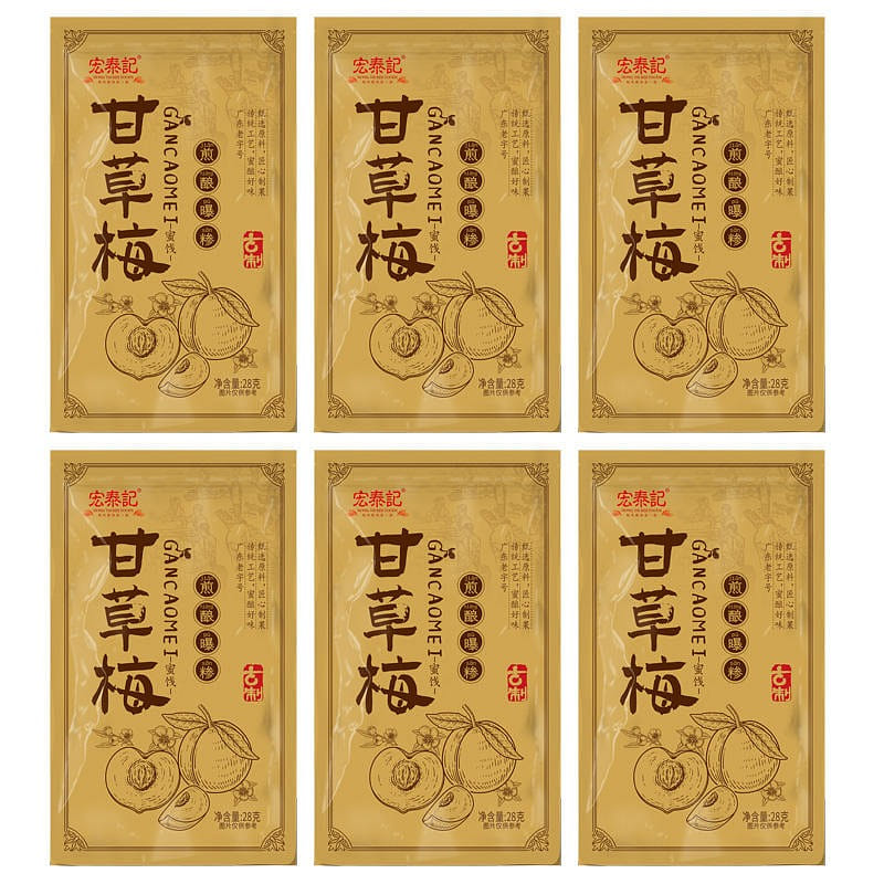 6 bags  Hongtai Ji Licorice plum pouch 168 กรัม