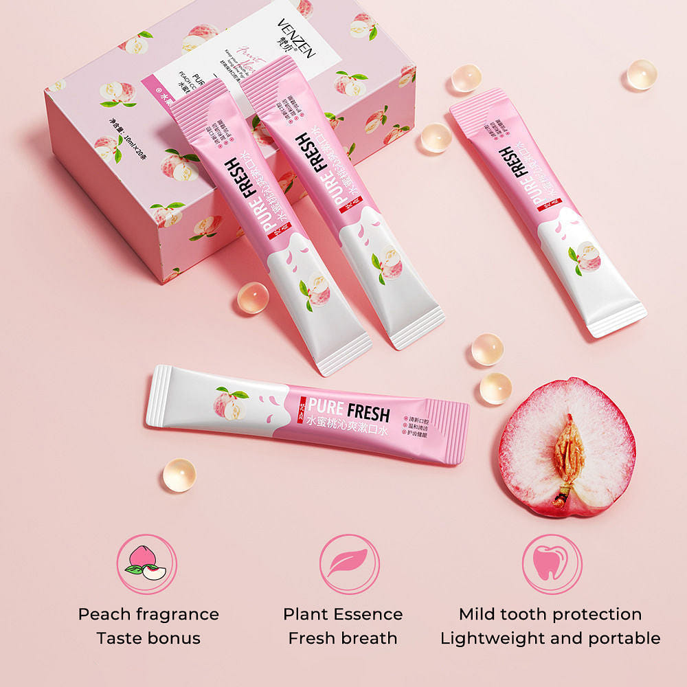 Travel Size Mouthwash Oral Freshness-Peach Flavor 20 อัน