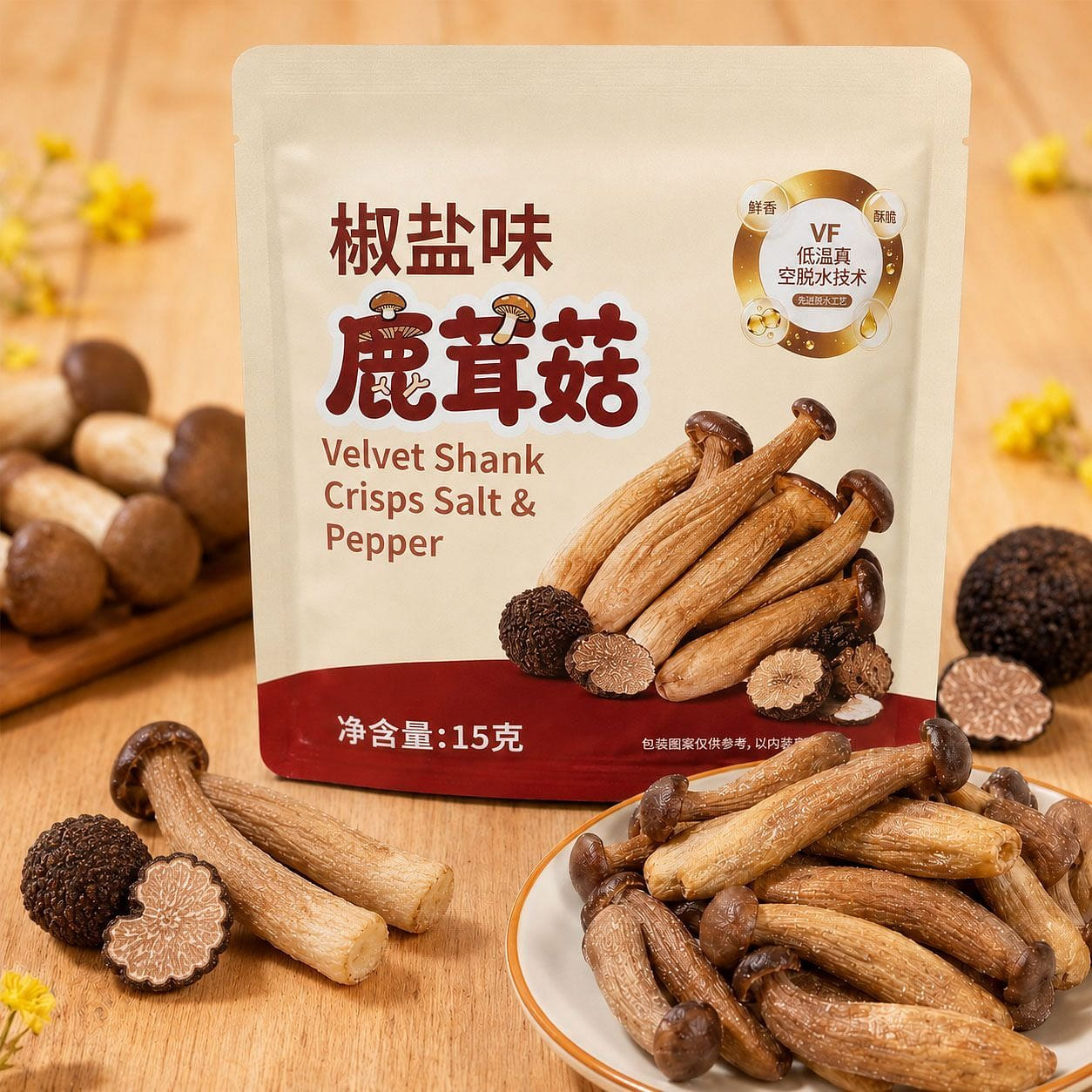 3 packs of salted deer antler mushroom crisps 45 g
