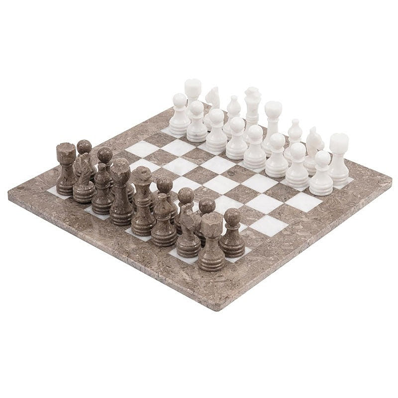 Marble Chess Set 15 Inch Grey Oceanic and White 1 count