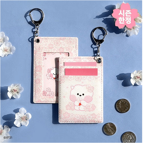 BT21 Minini Cherry Blossom Phone Card Pocket Holder by BTS RJ 4 オンス