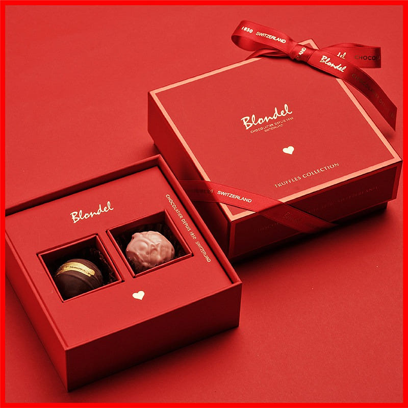 Truffle-shaped chocolate in crimson*1 as a gift 1 pack