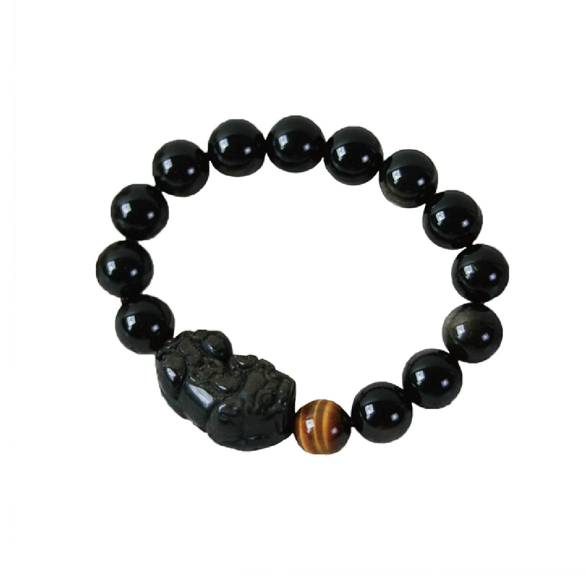 MAZUBUYBUY Pixiu Black Obsidian Bracelet 12mm 1pcs 97 그램