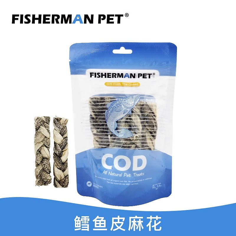 Pet Treats FISHERMANPET Dog Treats - Codfish Skin Twist 70 그램