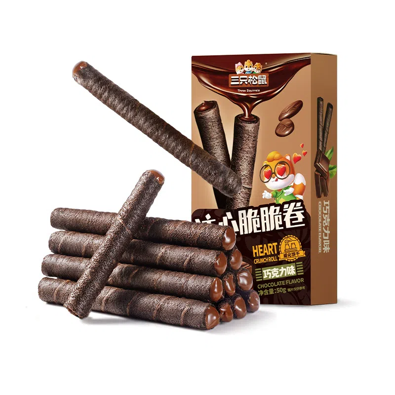 Three Squirrels Crispy Roll Chocolate Flavor 50gx3 150 g