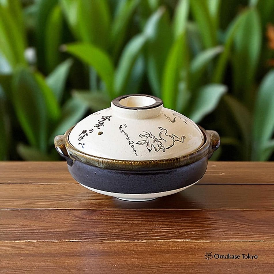 Saji Pottery Banko Ware Pot No. 6 Choju-Giga White 1200 그램