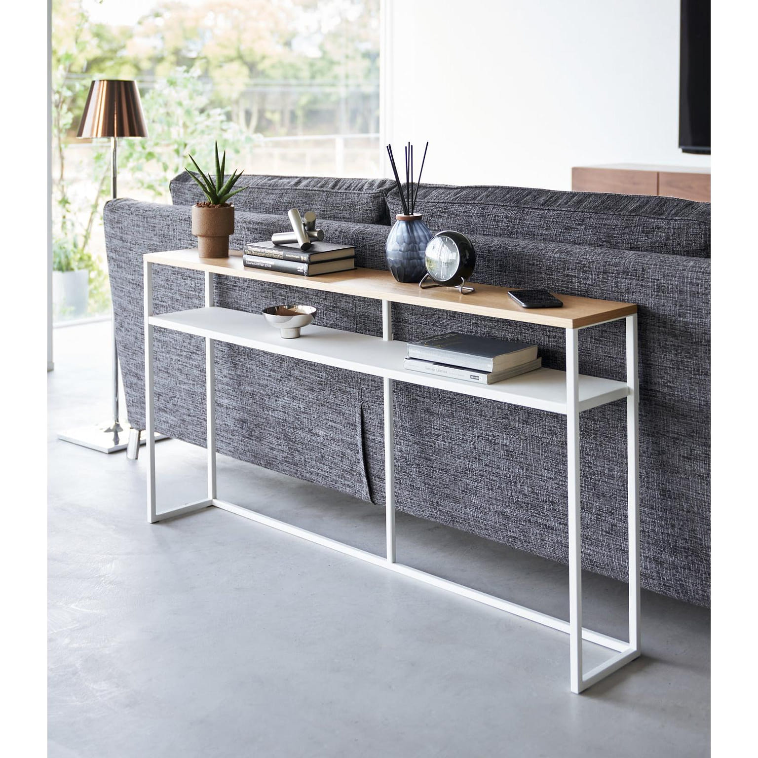 Long Console Table - Steel Shelf / White 1 each
