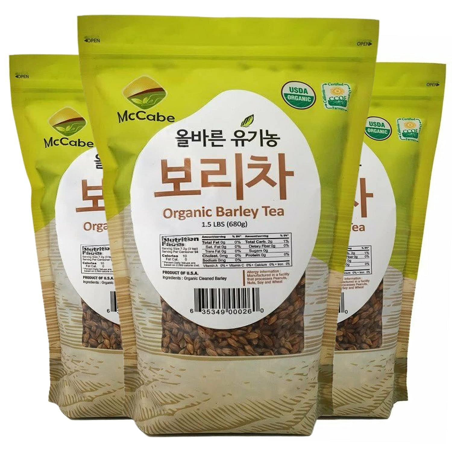 McCabe Organic Barley Tea, 1.5 lb (3 Packs) 1.5 파운드