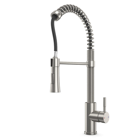 weee_grocery_Single-Handle Spring Neck Pull Down Sprayer Kitchen Faucet in Brushed Nickel 6.17 lb