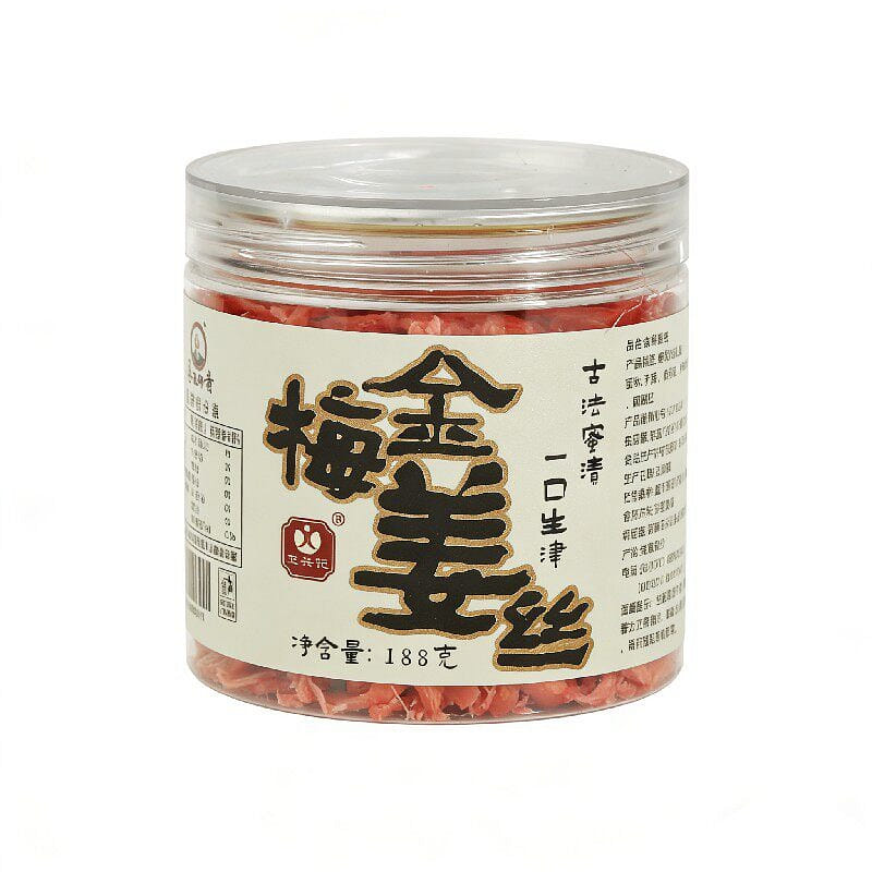 姜王传奇金梅姜丝糖姜片即食罐装姜丝生姜片零食红姜 300 克
