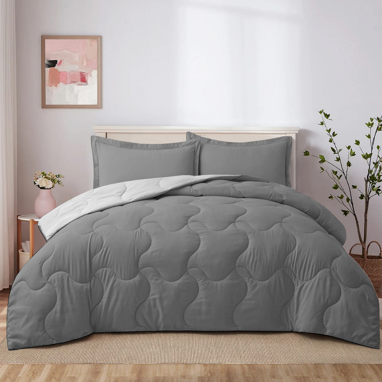 UNIKOME Reversible Dual Color Comforter Sets Bed Blanket King 1 개
