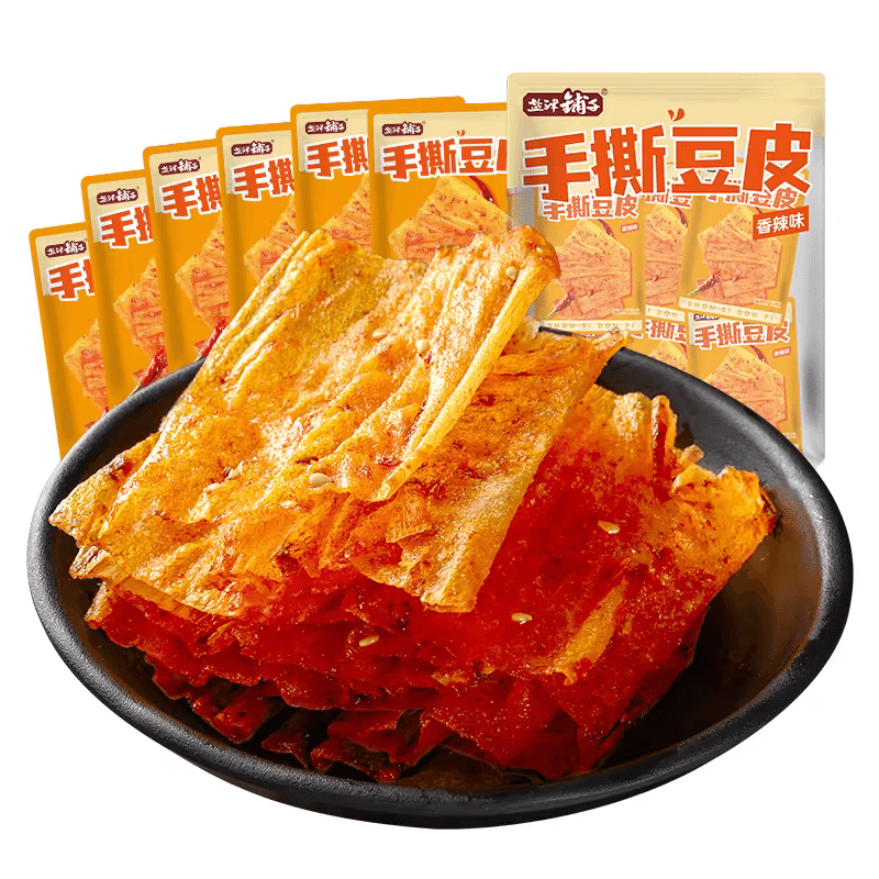 Hand torn tofu skin, spicy strips, spicy slices, 117 กรัม