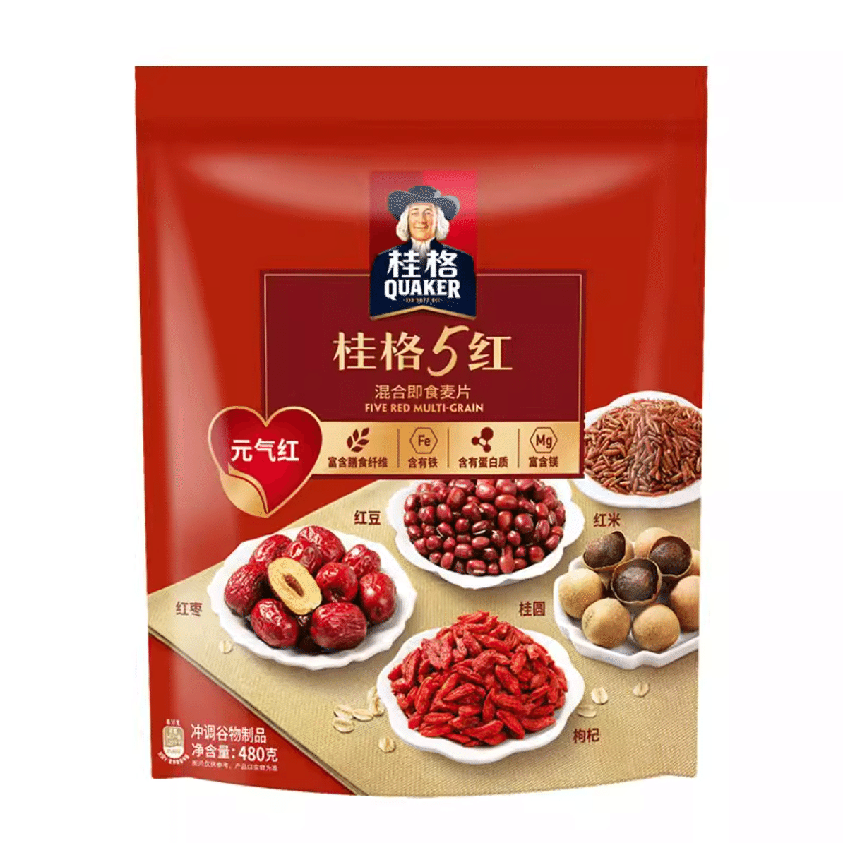 桂格 桂格5红 混合即食燕麦片 480 克
