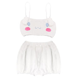 可爱的黑美我的旋律肉桂睡衣套装甜天鹅绒管顶白色 XL码 1 份