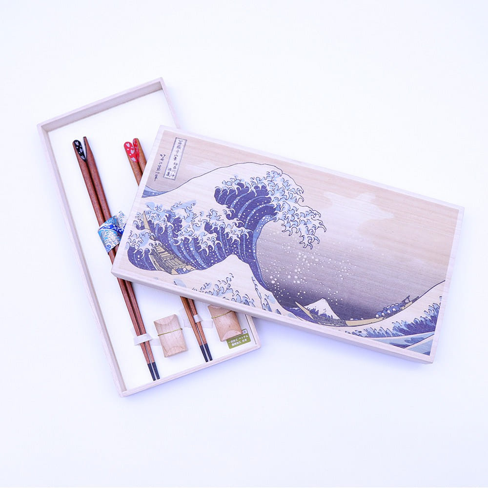 Hyozaemon Chopsticks in Hokusai Box "The Great Wave", Made in Japan 1 개