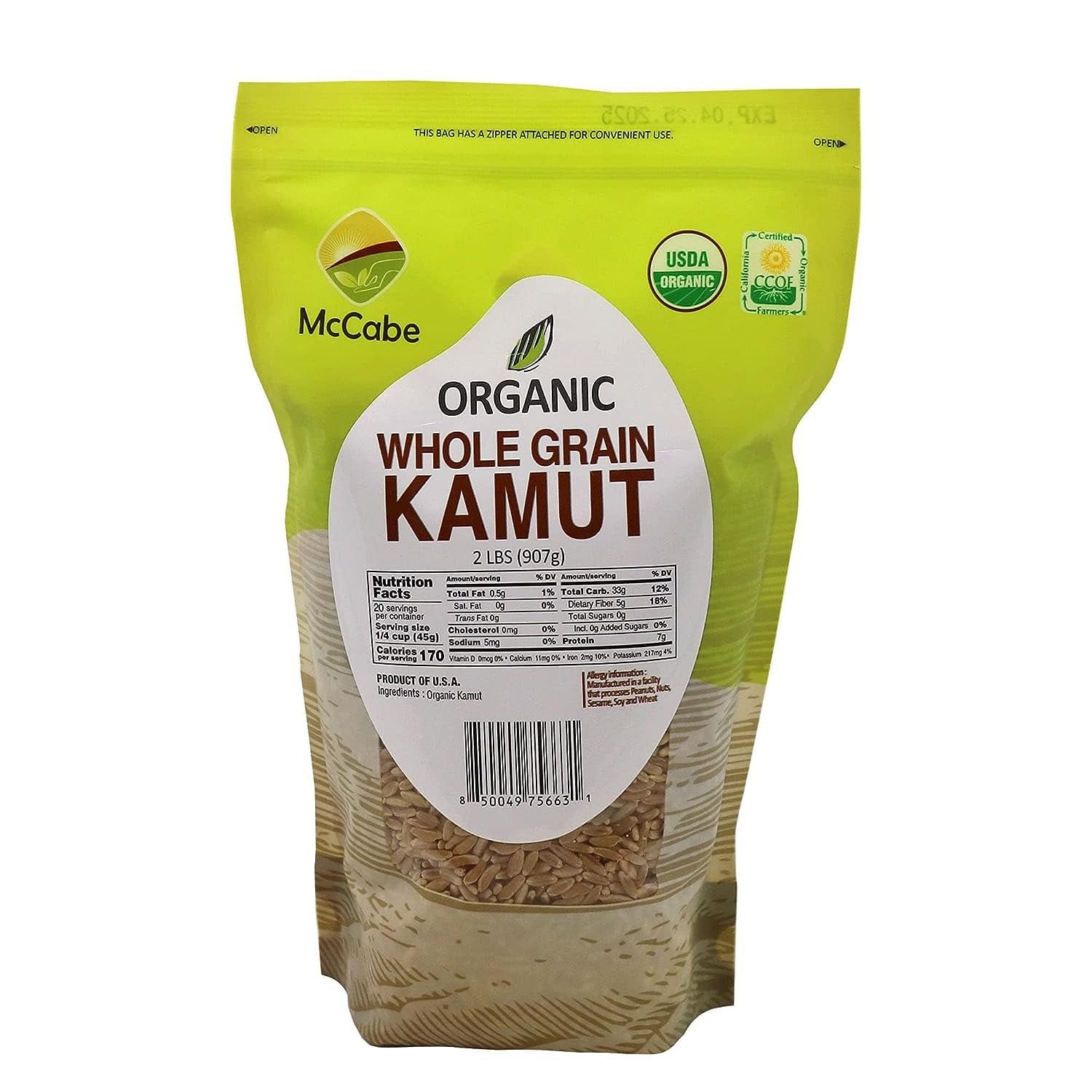 McCabe Organic Kamut 2 lbs, Kamut Khorasan Wheat berries, 2 ポンド