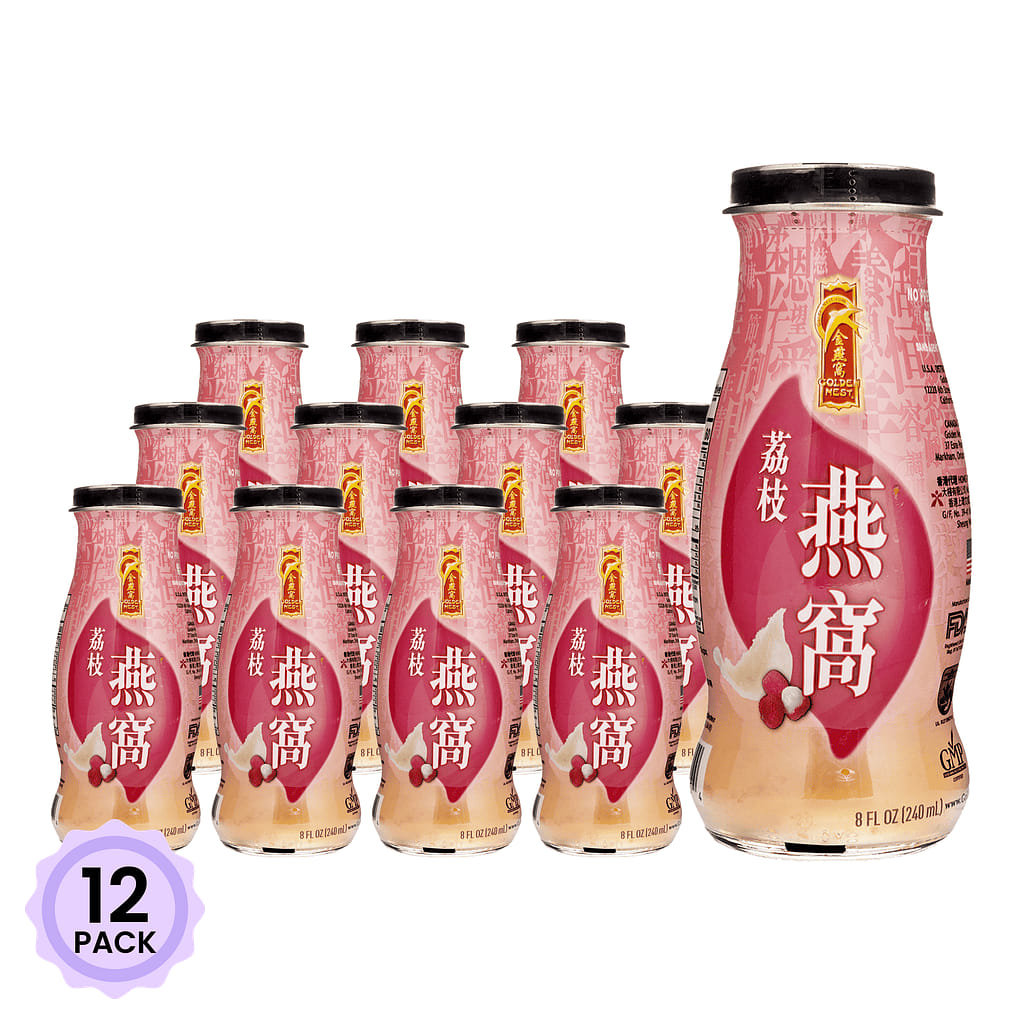 Golden Nest Bird's Nest Drink, Lychee Flavor 8 oz*12 pack