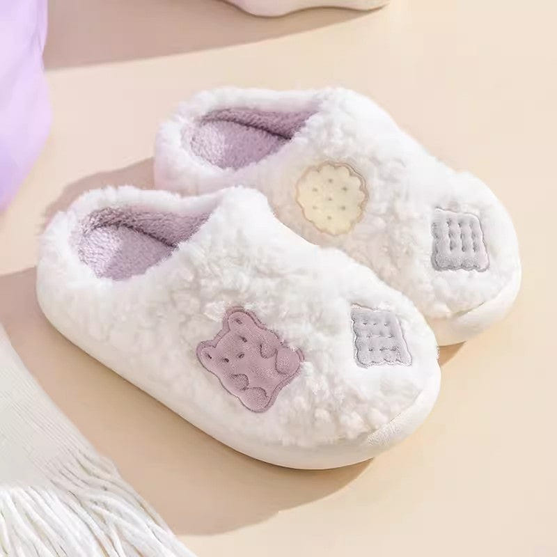 LULLABUY BiscuitBuddy Plush Comfort Slides White 36-37 2000 그램
