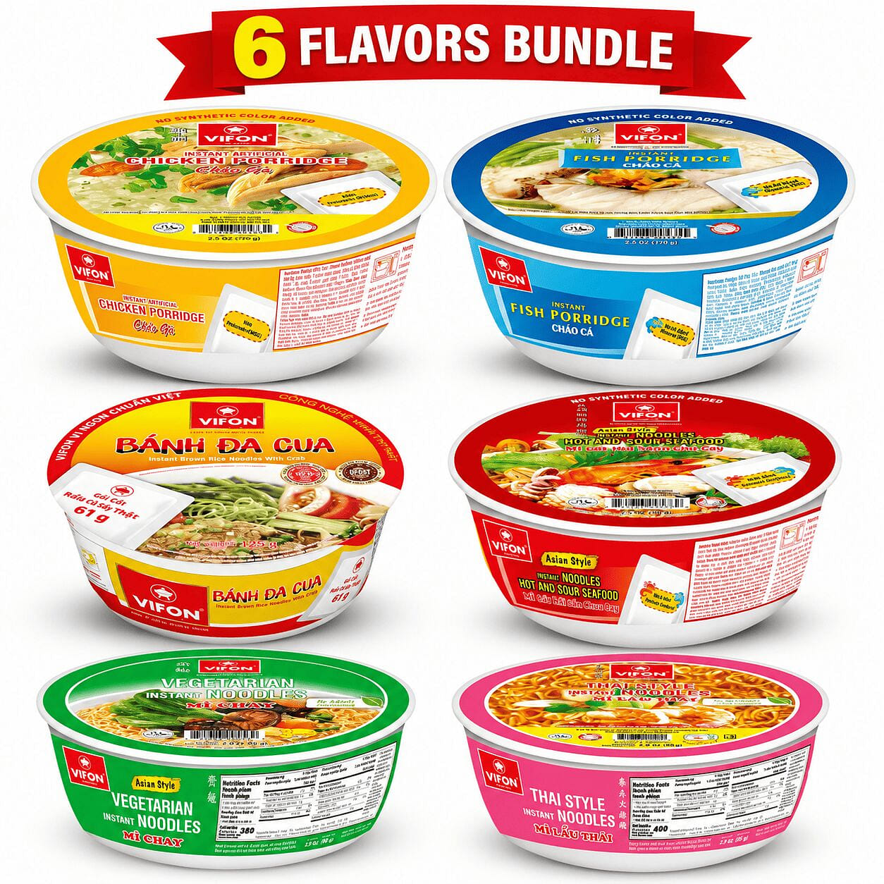 VIFON Noodles and Porridge Bundle of 6 1 case