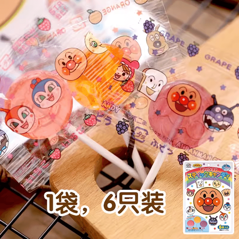 FUJIYA Bread Superman Fruit, 6 pieces (Strawberry + Orange + Grape flavors) 1 อัน