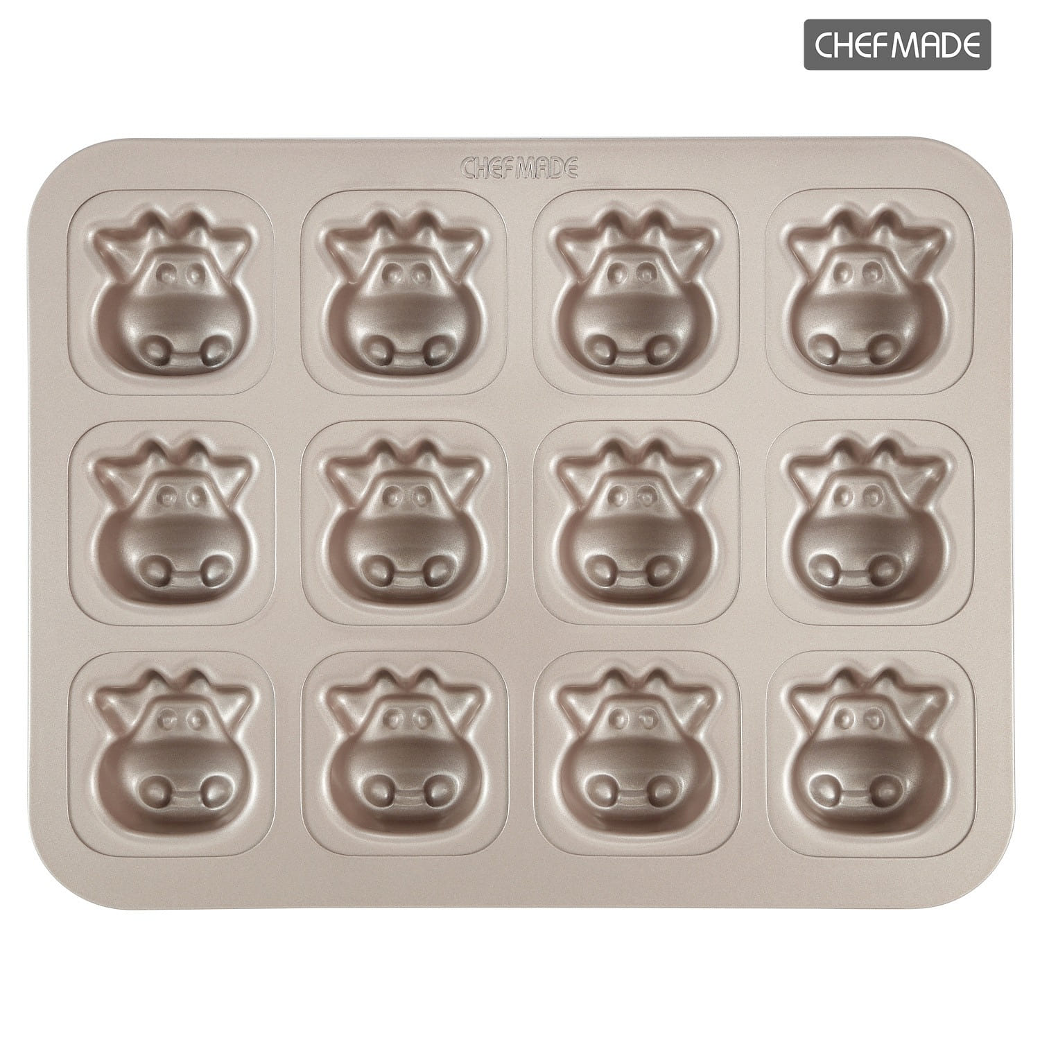 CHEFMADE Cows Cake Pan, 12-Cavity Non-Stick Animal Muffin Bakeware 1 개